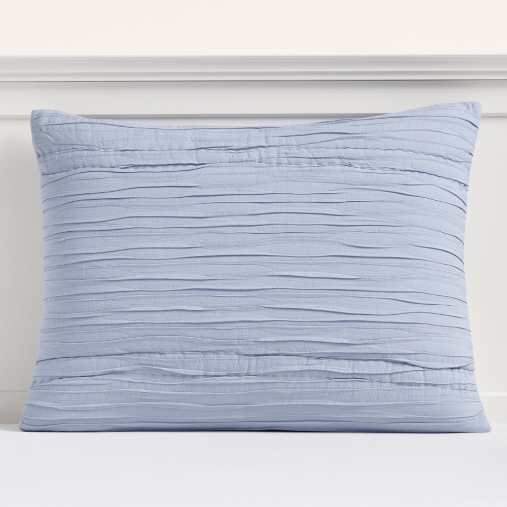 Pottery Barn Teen Wavy Microfiber Standard Sham Chambray Blue #1